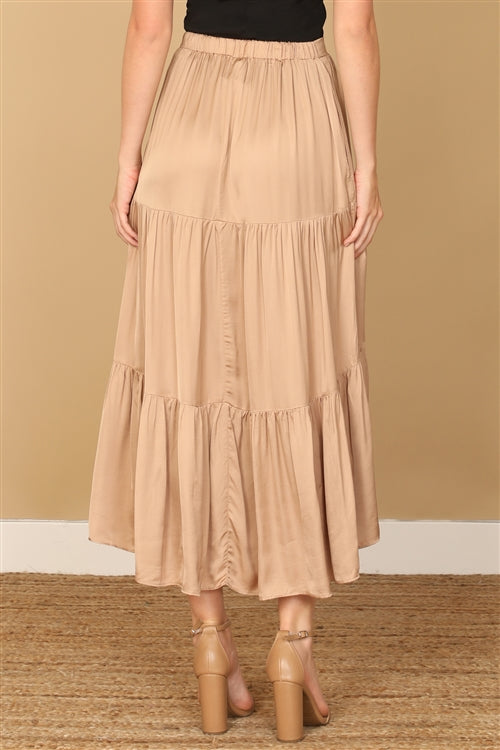 TAUPE PLEATED SKIRT MIDI SKIRT
