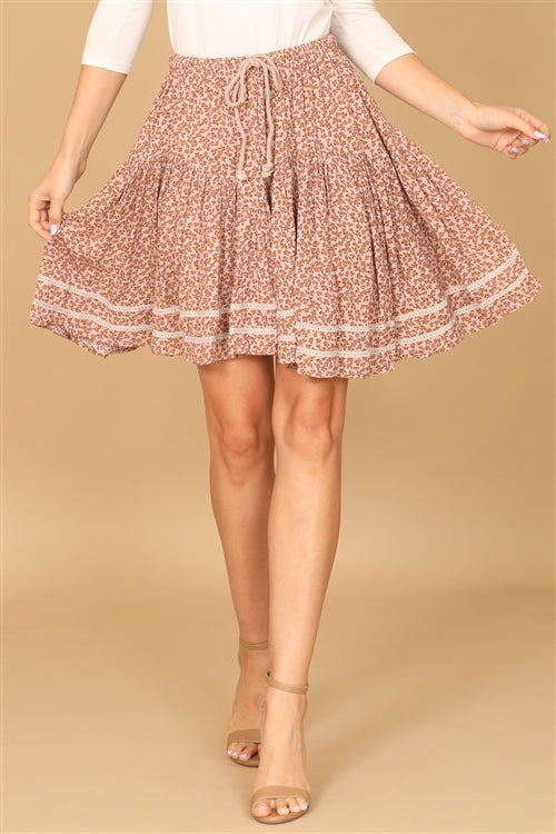 BLUSH FLORAL WAIST TIE RUFFLE