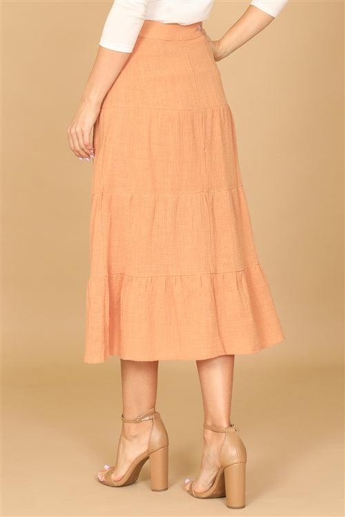 APRICOT TIERED MIDI SKIRT