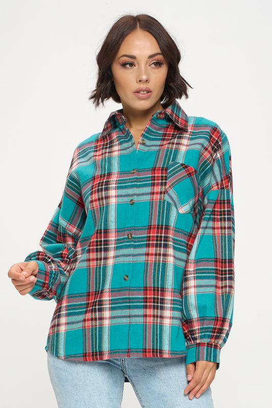Plaid Flannel Button-up Shirt