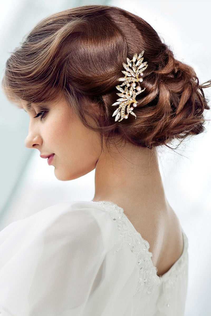 Marquise Stone Leaf Hair Comb